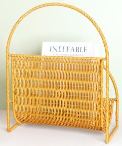 Imitation rattan magazine basket living room study newspaper book storage rack B&B cafe magazine storage rack