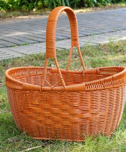 Imitation rattan ingot ingots hand-buying basket grocery shopping basket hand-woven storage basket outdoor picnic basket picking large capacity basket