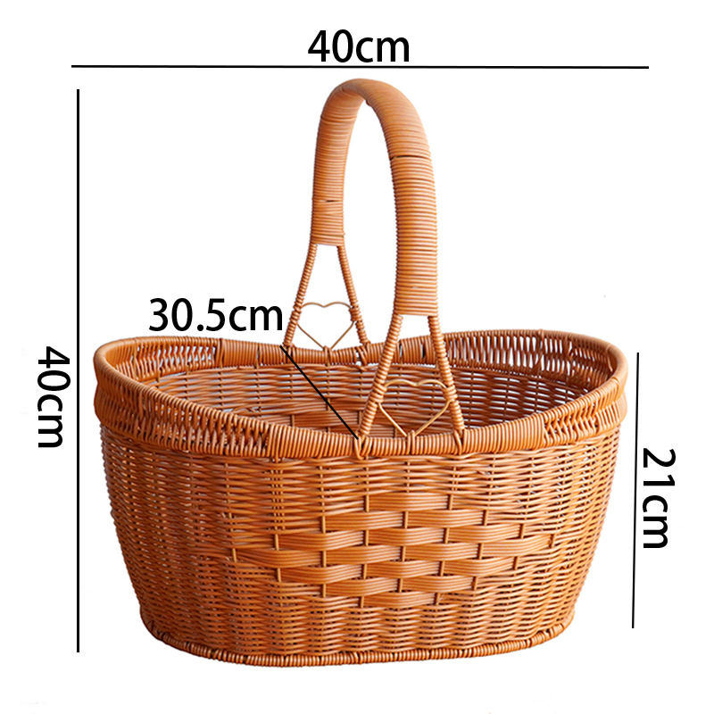 Imitation rattan ingot ingots hand-buying basket grocery shopping basket hand-woven storage basket outdoor picnic basket picking large capacity basket - Image 5