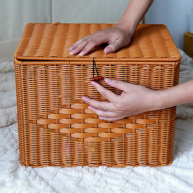 Imitation rattan storage box wardrobe storage basket living room toys and miscellaneous storage basket books snack storage basket - Image 8