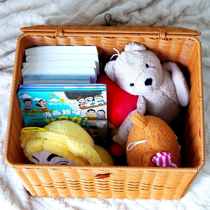 Imitation rattan storage box wardrobe storage basket living room toys and miscellaneous storage basket books snack storage basket - Image 2