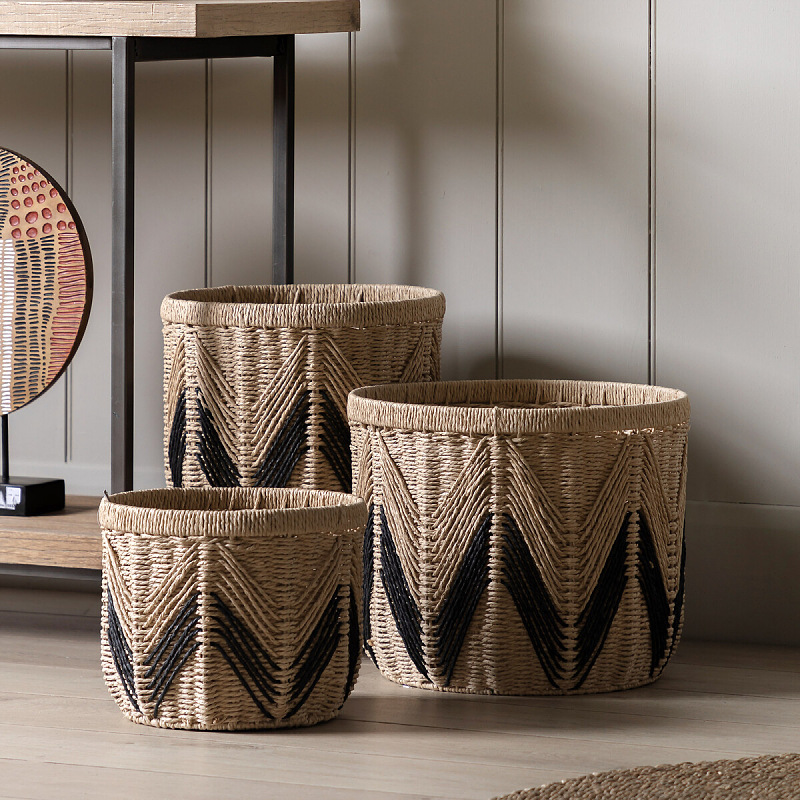 Rattan storage basket desktop hand-woven basket storage frame decorative basket paper basket sorting storage box - Image 5