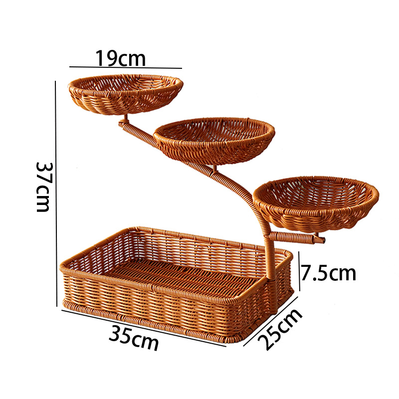BBQ multi-layer fruit basket living room snack candy storage rack household afternoon tea imitation rattan tray - Image 11