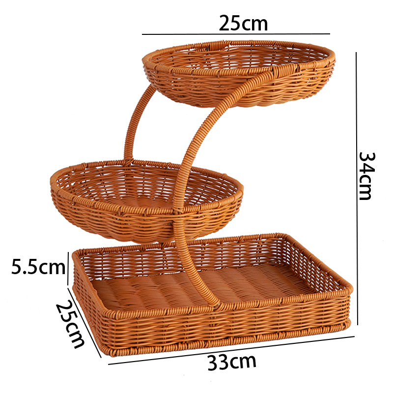 BBQ multi-layer fruit basket living room snack candy storage rack household afternoon tea imitation rattan tray - Image 14