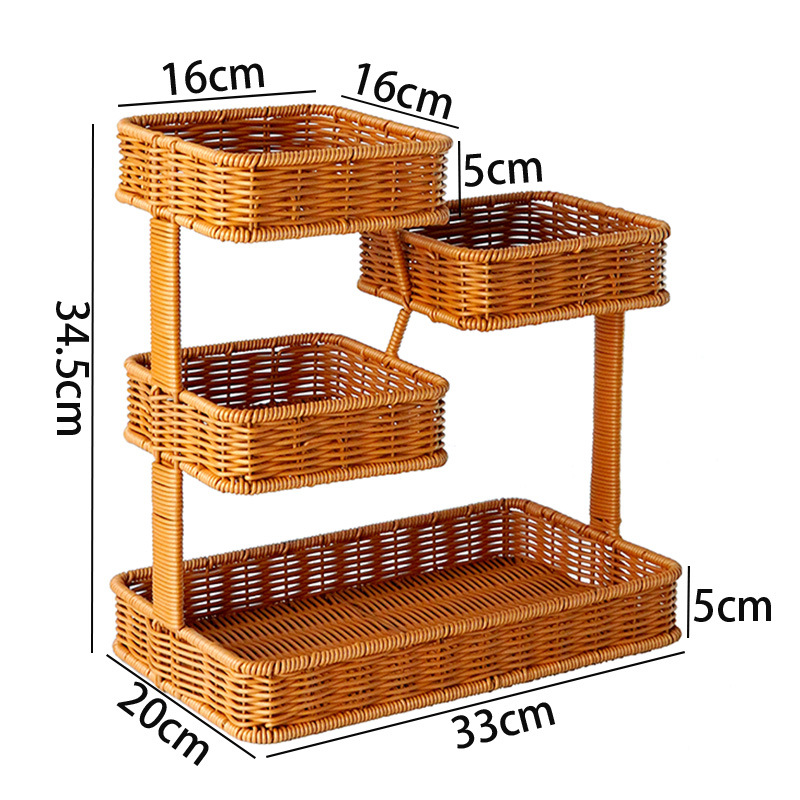BBQ multi-layer fruit basket living room snack candy storage rack household afternoon tea imitation rattan tray - Image 15
