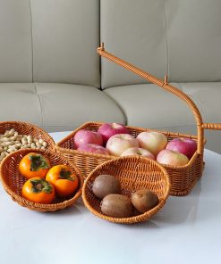 BBQ multi-layer fruit basket living room snack candy storage rack household afternoon tea imitation rattan tray