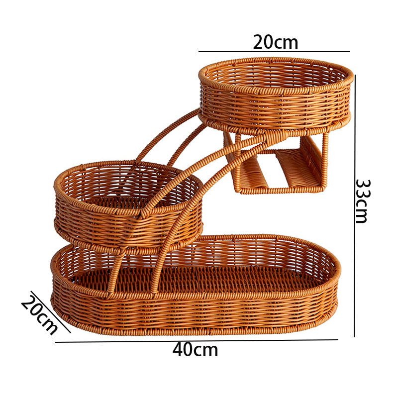 BBQ multi-layer fruit basket living room snack candy storage rack household afternoon tea imitation rattan tray - Image 4