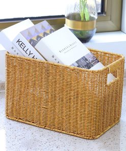 Imitation rattan cabinet storage basket woven storage basket living room snacks grocery storage box toy basket clothes storage box