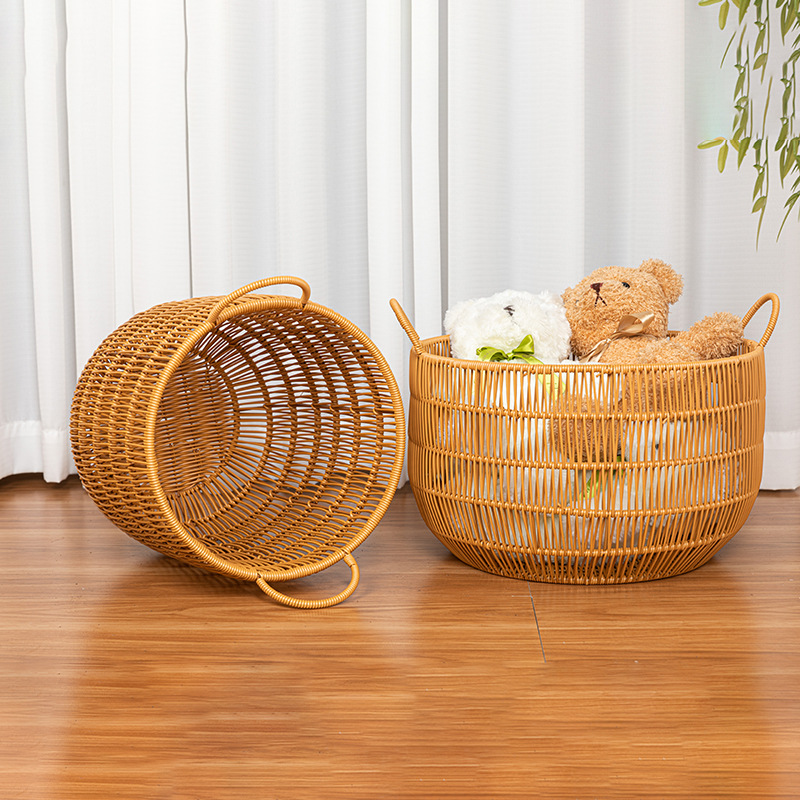 Imitation rattan woven dirty laundry basket laundry basket hotel bed and breakfast towel basket toy storage basket household laundry storage basket - Image 2