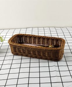 Plastic imitation rattan square chopstick basket Japanese-style Western-style knife and fork basket household chopstick cage drain kitchen tableware storage box