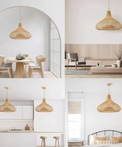 Wooden sheep lamps Chinese style Zen tea room B&B restaurant Hotel Lantern hand-woven lampshade vine art chandelier