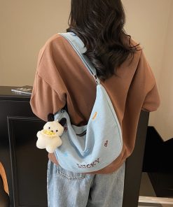 Spring and summer denim versatile crossbody bag women's simple dumpling bag large capacity student shoulder bag