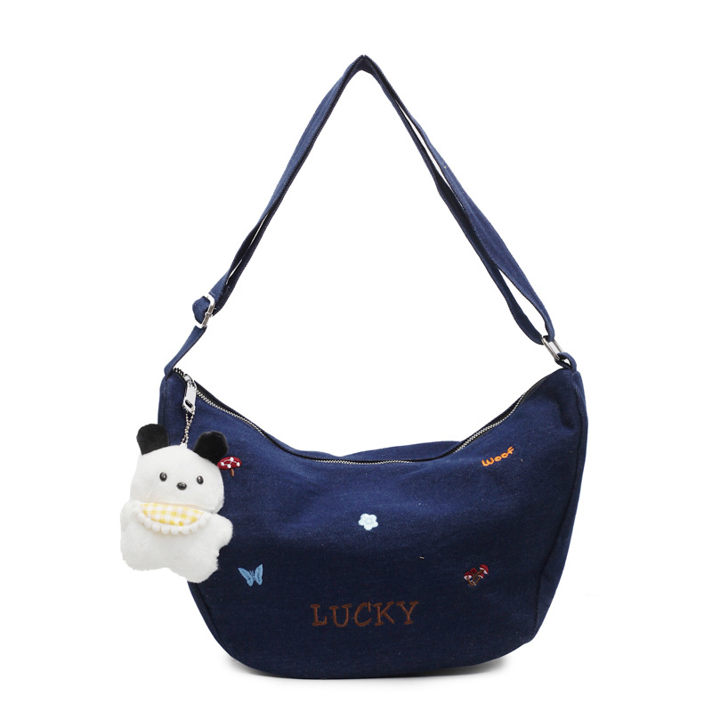 Spring and summer denim versatile crossbody bag women's simple dumpling bag large capacity student shoulder bag - Image 7