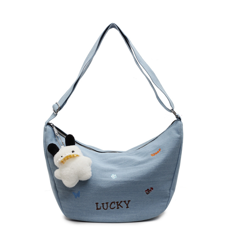 Spring and summer denim versatile crossbody bag women's simple dumpling bag large capacity student shoulder bag - Image 8