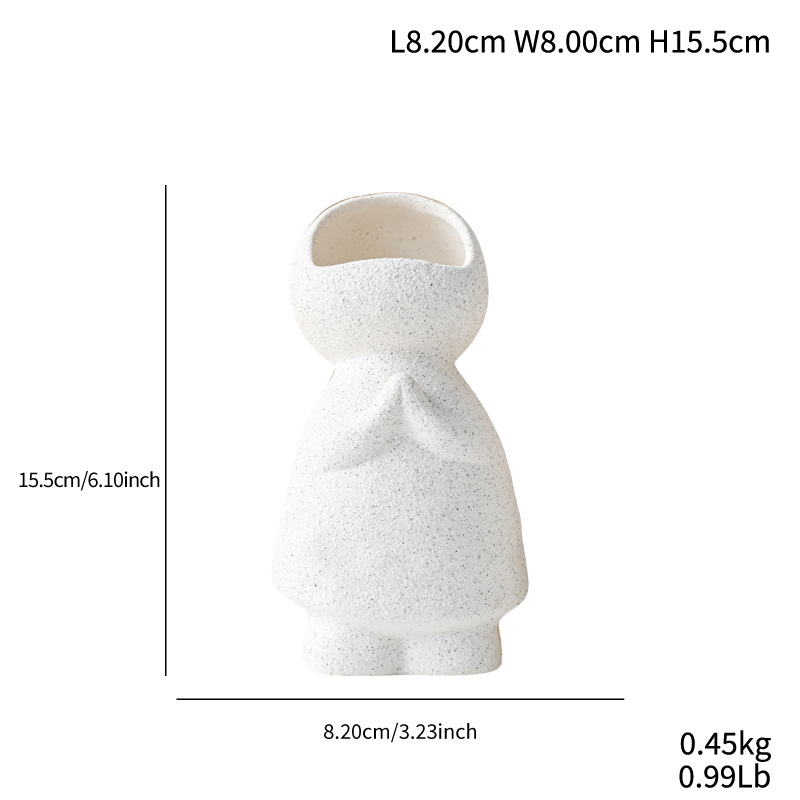 Cute little man looking up at candlestick modern simple ceramic vase high-end home decoration ornaments - Image 9