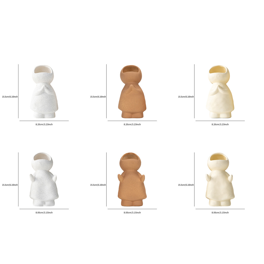 Cute little man looking up at candlestick modern simple ceramic vase high-end home decoration ornaments - Image 3