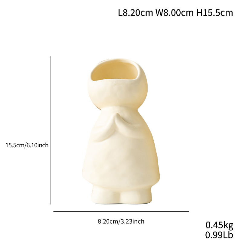 Cute little man looking up at candlestick modern simple ceramic vase high-end home decoration ornaments - Image 5