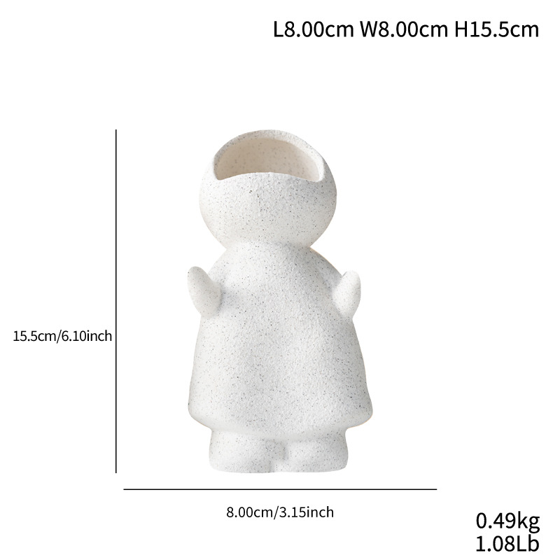 Cute little man looking up at candlestick modern simple ceramic vase high-end home decoration ornaments - Image 8