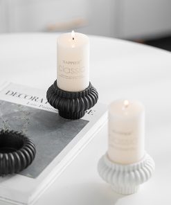 European style simple romantic candlelight dinner ceramic candle holder ribbed candlestick decoration home decoration