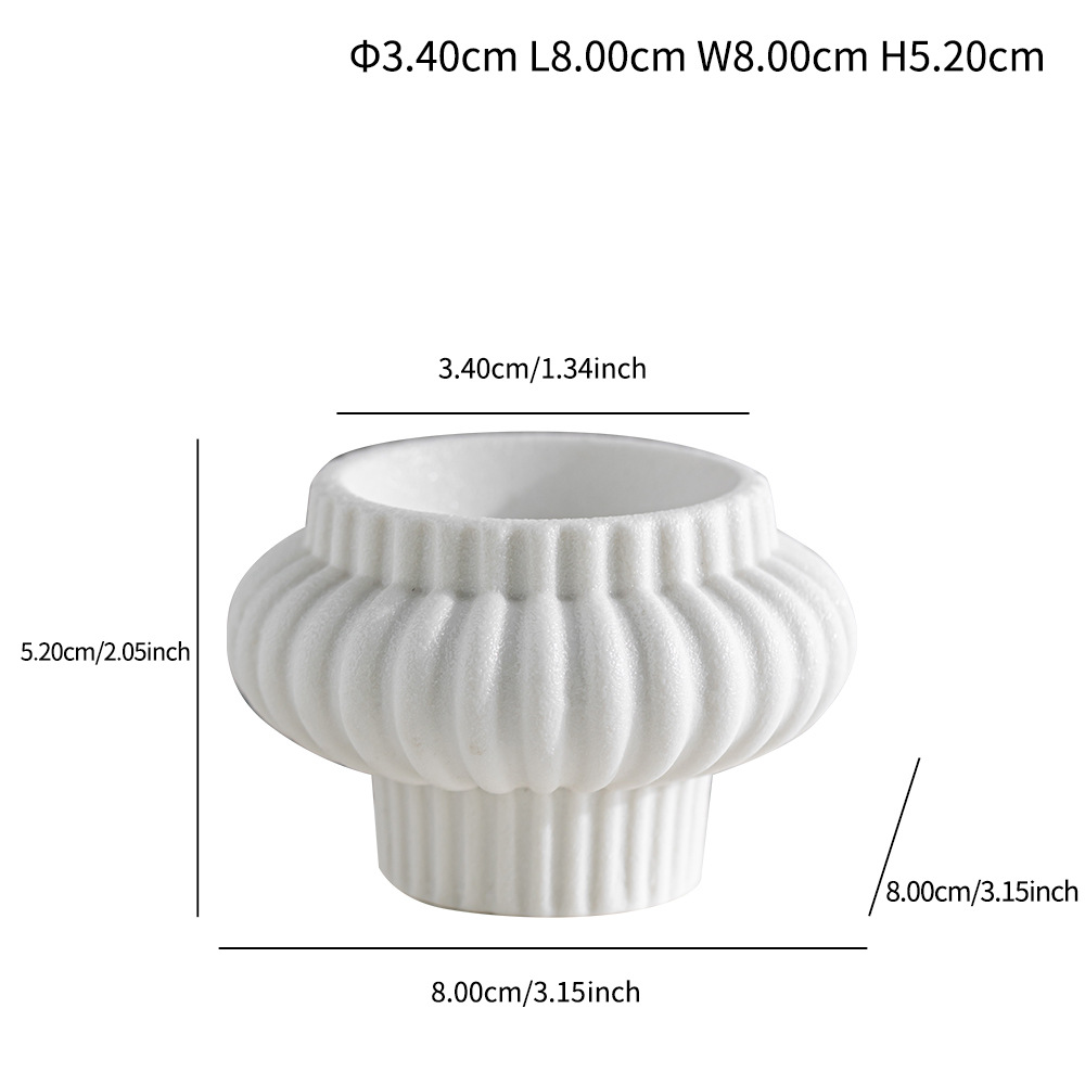European style simple romantic candlelight dinner ceramic candle holder ribbed candlestick decoration home decoration - Image 9