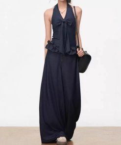 Month issue Korean commuter imitation Tennis denim suit bow