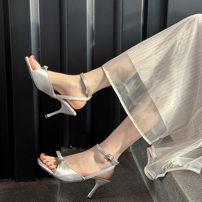 Women's summer sandals with exquisite and beautiful fairy style with skirt, strap stilettos - Image 3