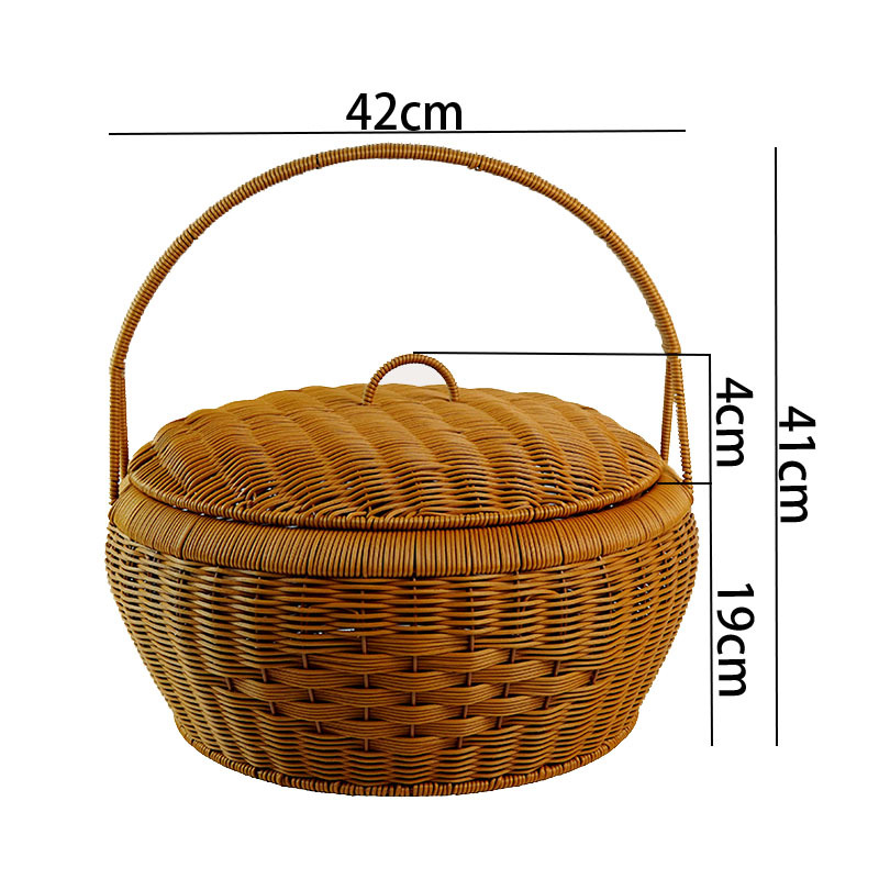 Imitation rattan cargo basket with double-layer cover with worship basket wedding housewarming event basket home use large picnic basket storage basket - Image 7