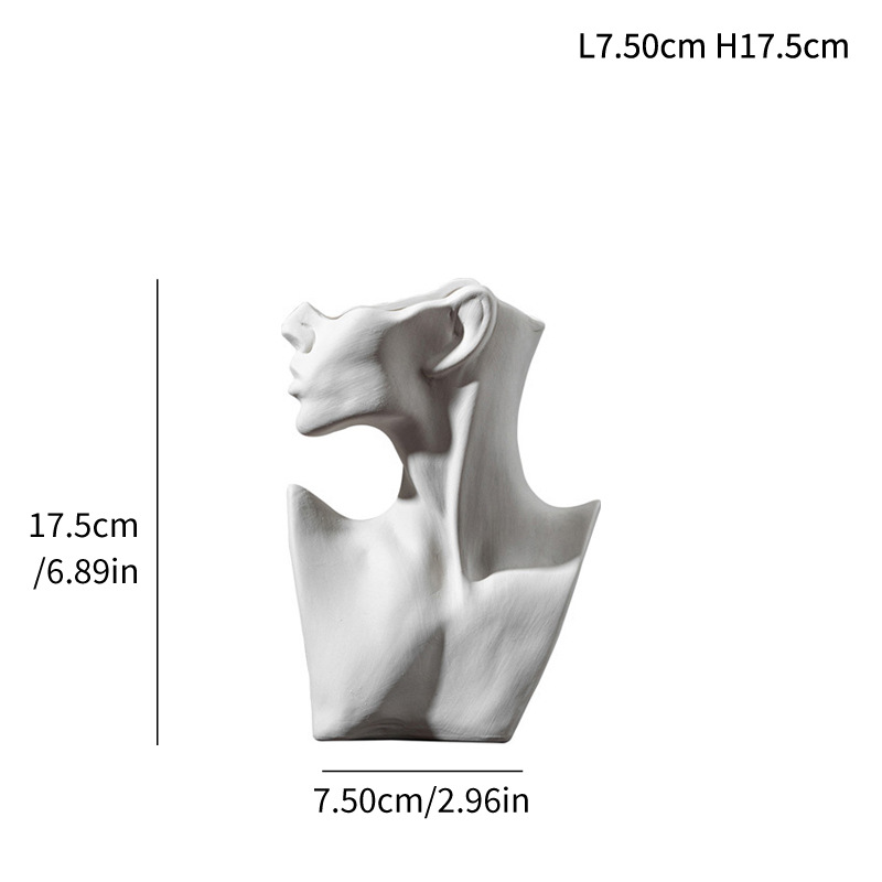 Half-length portrait vase decoration crafts home vegetarian pot white ceramic ornaments - Image 7