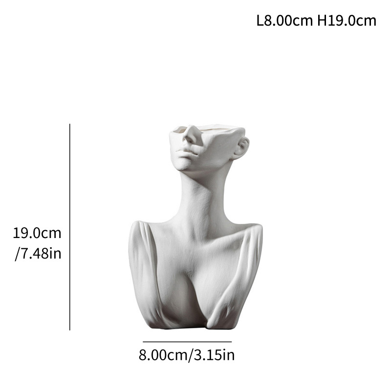 Half-length portrait vase decoration crafts home vegetarian pot white ceramic ornaments - Image 8