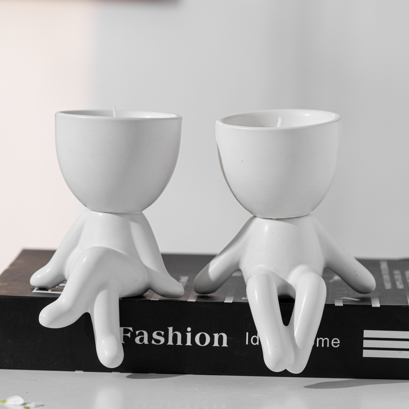 Simple vegetarian ceramic candlesticks and feet scented candle decoration ornaments - Image 8