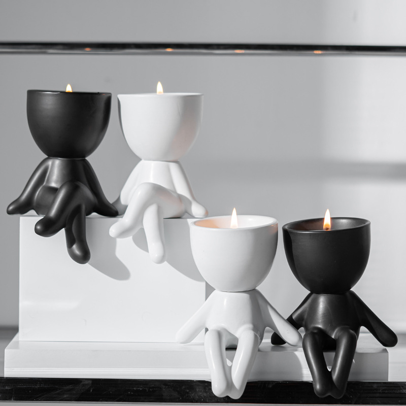 Simple vegetarian ceramic candlesticks and feet scented candle decoration ornaments - Image 2