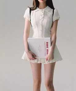 / "Waiting for you to finish class" dress, line skirt, short-sleeved shirt skirt, commuting college style hot girl tea break skirt