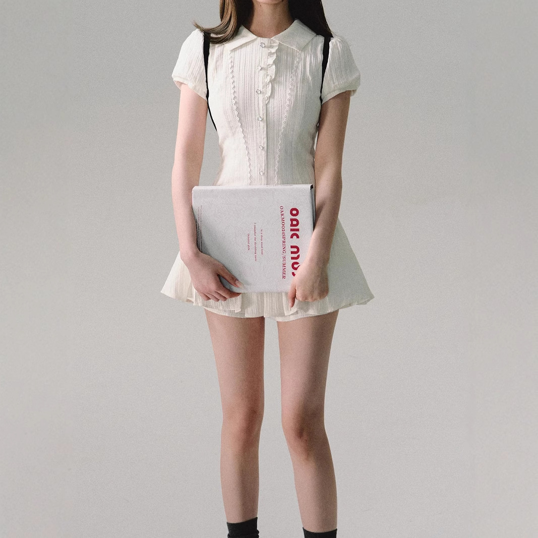 / "Waiting for you to finish class" dress, line skirt, short-sleeved shirt skirt, commuting college style hot girl tea break skirt - Image 2