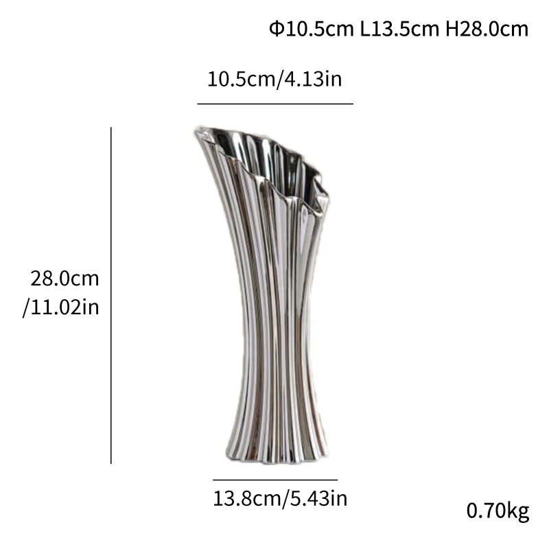 Simple trumpet striped ceramic vase light luxury high-end home soft decoration ornaments - Image 15