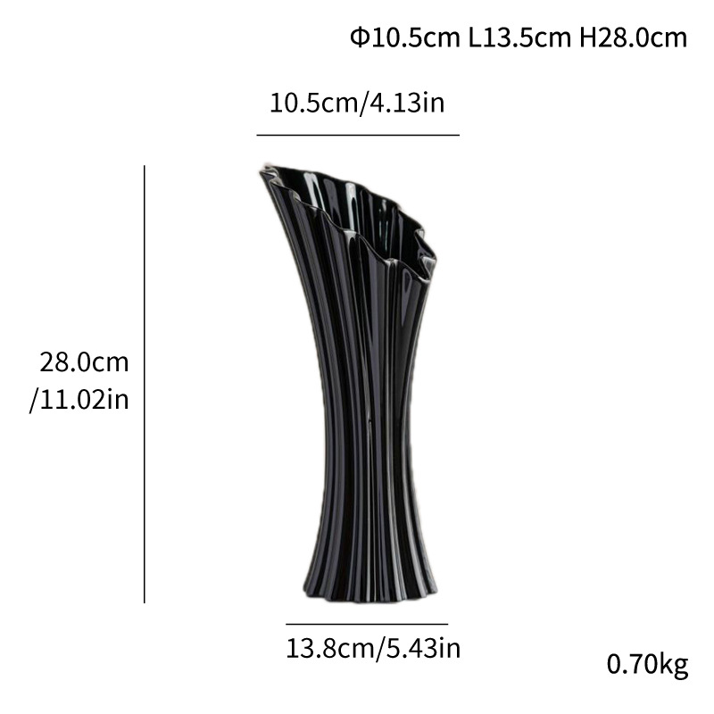 Simple trumpet striped ceramic vase light luxury high-end home soft decoration ornaments - Image 16