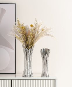 Simple trumpet striped ceramic vase light luxury high-end home soft decoration ornaments