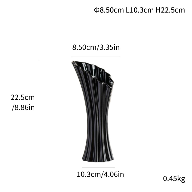 Simple trumpet striped ceramic vase light luxury high-end home soft decoration ornaments - Image 8