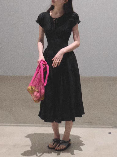 / "When Falling in Love" All-Cotton French Slimming Waist Embroidery Coffee Break Vacation Dress Skirt - Image 7