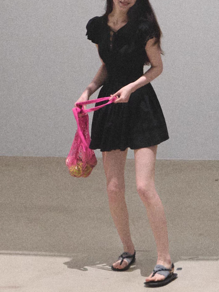 / "When Falling in Love" All-Cotton French Slimming Waist Embroidery Coffee Break Vacation Dress Skirt - Image 9