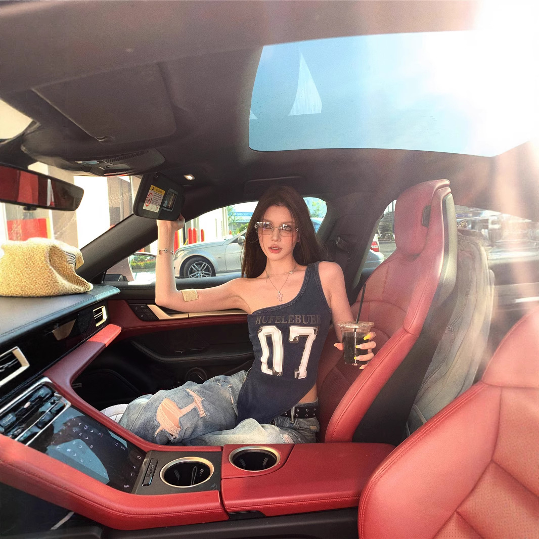 Real shot American retro hot girl ripped jeans women's summer loose wide-leg floor trousers - Image 3