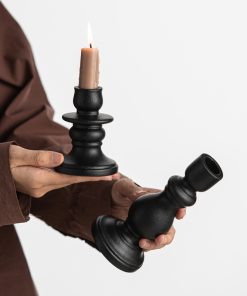Retro black and white ceramic small candlestick home romantic ornaments