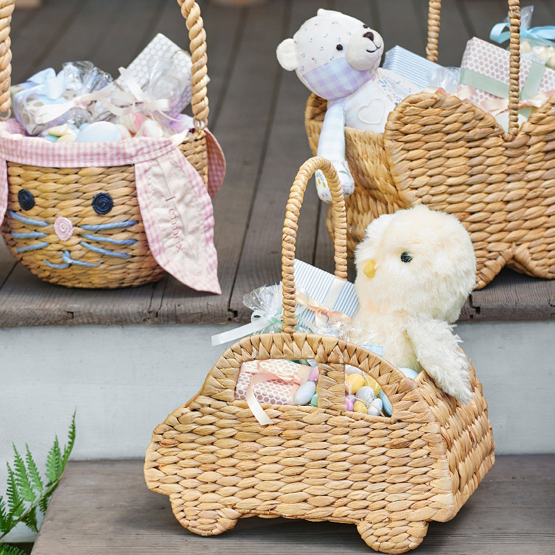 Handmade straw woven rattan flower art basket handmade small flower basket picnic basket children's plush toy basket - Image 4