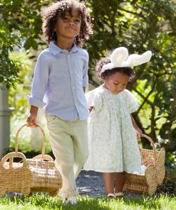 Handmade straw woven rattan flower art basket handmade small flower basket picnic basket children's plush toy basket