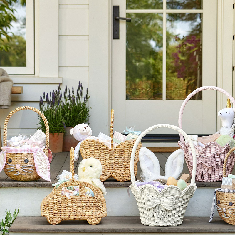 Handmade straw woven rattan flower art basket handmade small flower basket picnic basket children's plush toy basket - Image 2