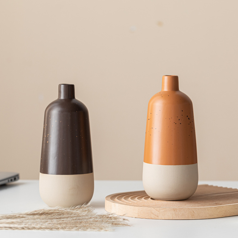 Fine-mouthed flower arrangement ceramic vase high-end modern simple home gift soft decoration ornament - Image 6