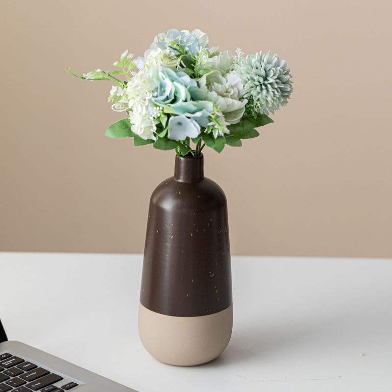 Fine-mouthed flower arrangement ceramic vase high-end modern simple home gift soft decoration ornament - Image 2