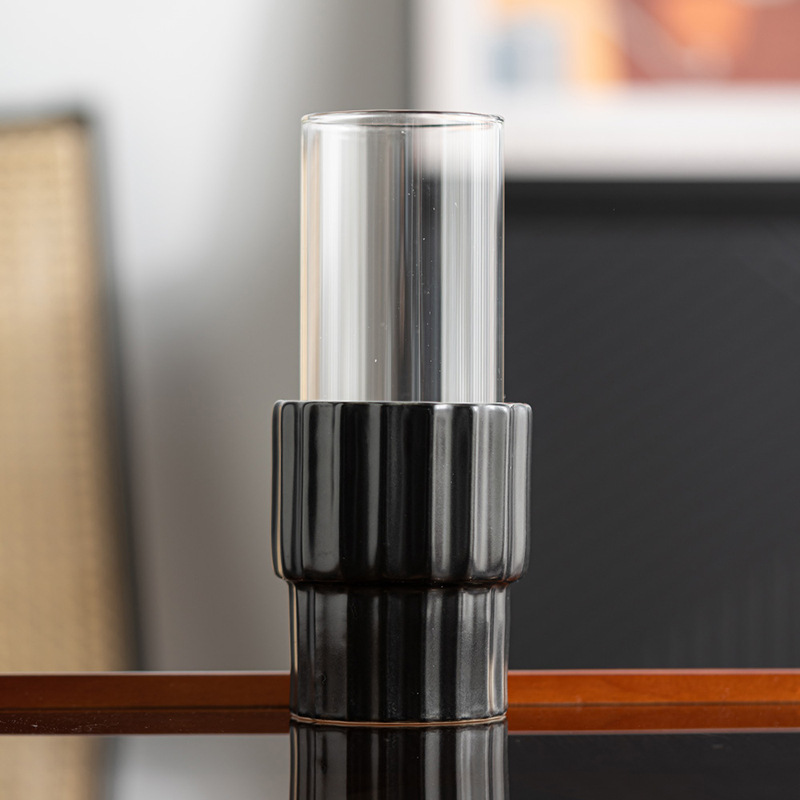 Simple and romantic candlelight dinner ceramic candle holder ribbed candlestick decoration home decoration - Image 8