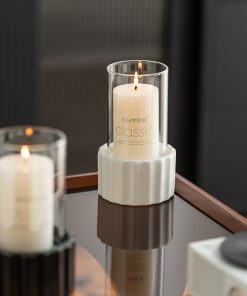 Simple and romantic candlelight dinner ceramic candle holder ribbed candlestick decoration home decoration