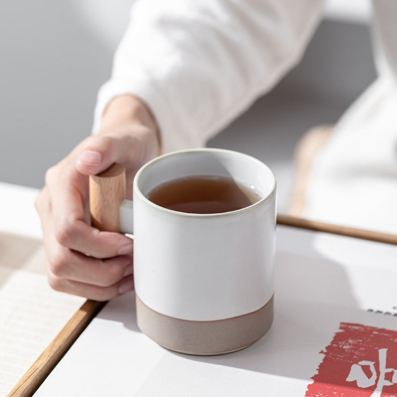 Damon Ceramic Cup Household Coffee Cup Water Cup Tea Cup Wooden Handle Mug Fashion Couple Brushing Teeth Against Cup - Image 8