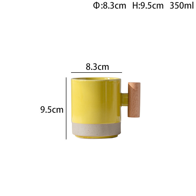 Damon Ceramic Cup Household Coffee Cup Water Cup Tea Cup Wooden Handle Mug Fashion Couple Brushing Teeth Against Cup - Image 11
